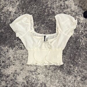H&M Cream Puff Sleeve Smocked Blouse